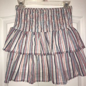 Red, cream and blue skirt